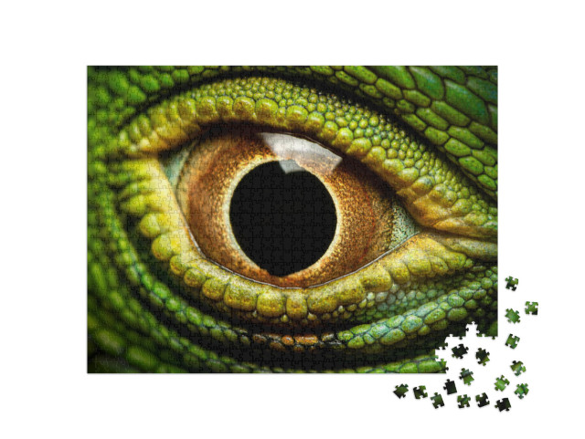 Macro Shot of a Green Iguanas Eye... Jigsaw Puzzle with 1000 pieces