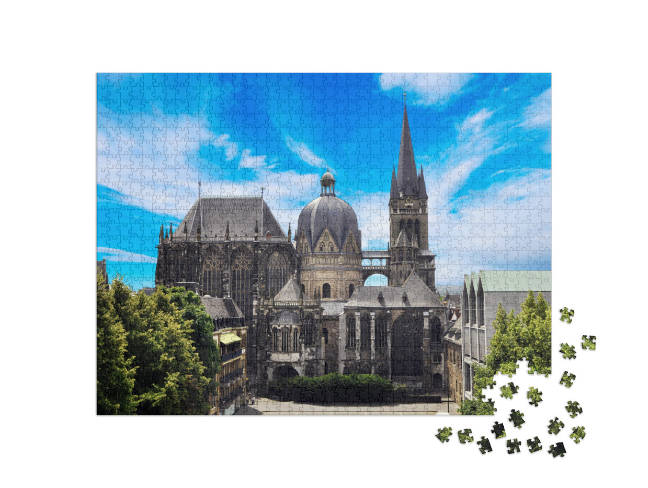 Cathedral Aachener Dom in Aachen, Germany on a Sunny Day... Jigsaw Puzzle with 1000 pieces