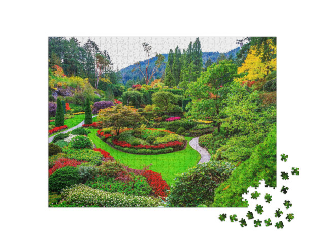 Butchart Gardens - Gardens on Vancouver Island. Flower Be... Jigsaw Puzzle with 1000 pieces