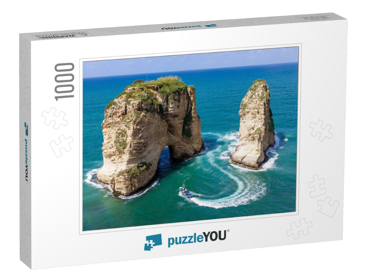 Rouche Rocks in Beirut, Lebanon in the Sea During Daytime... Jigsaw Puzzle with 1000 pieces