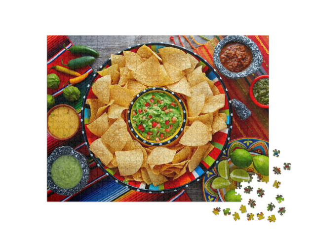 Nachos with Guacamole Tortilla Chips in Sombrero Plate &... Jigsaw Puzzle with 1000 pieces