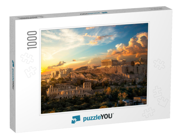 Acropolis of Athens At Sunset with a Beautiful Dramatic S... Jigsaw Puzzle with 1000 pieces