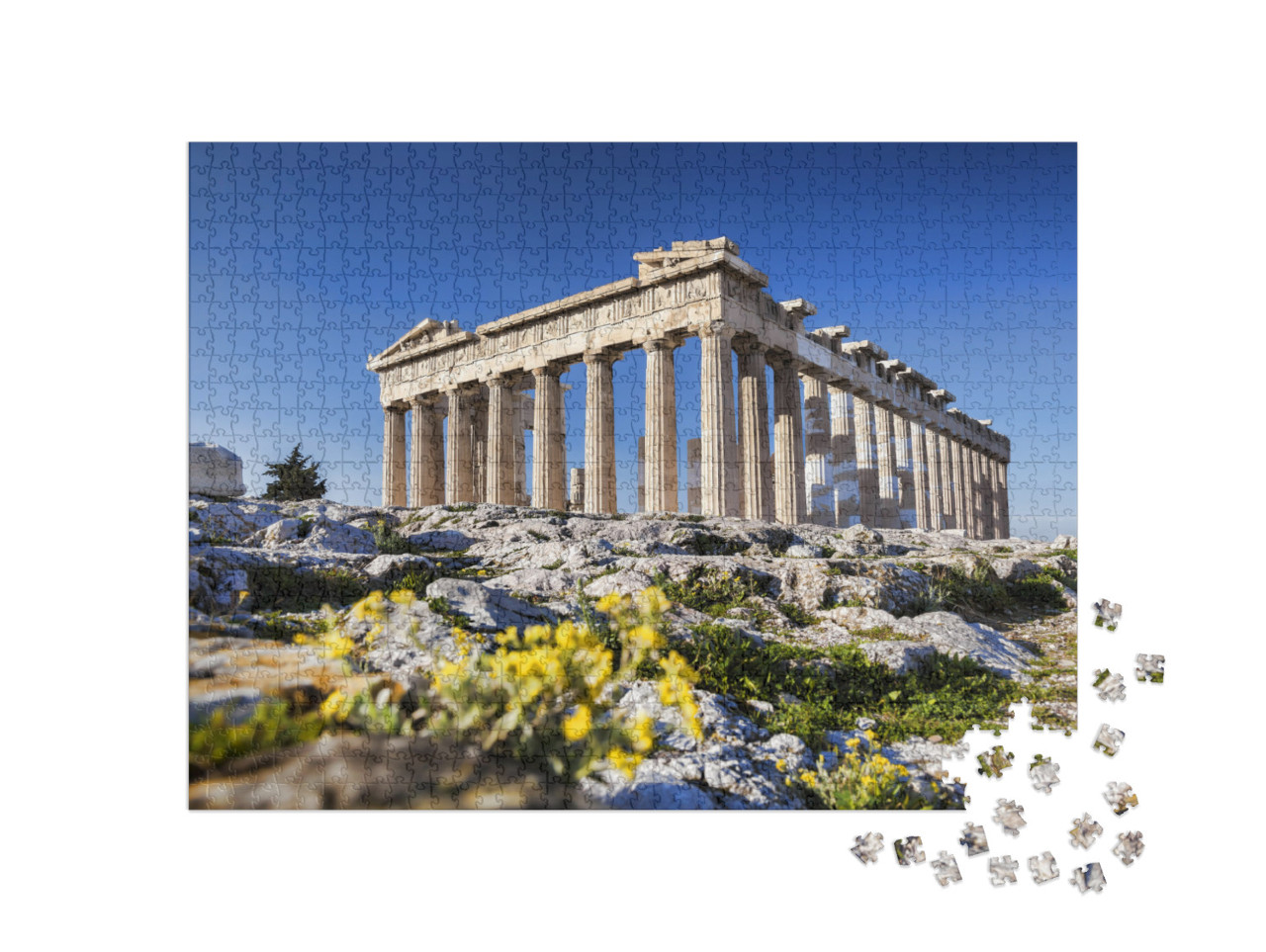 Parthenon Temple with Spring Flowers on the Acropolis in... Jigsaw Puzzle with 1000 pieces