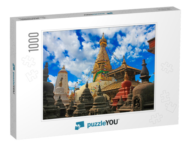 Swayambhunath Stupa Along with Harati Devis Temple & Smal... Jigsaw Puzzle with 1000 pieces