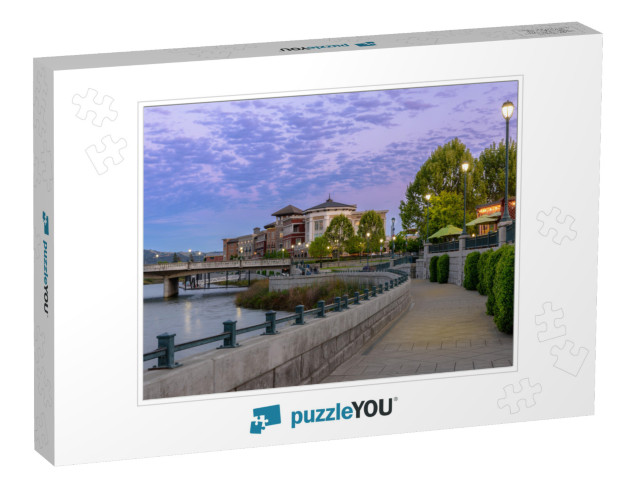 Evening Night Napa City Riverside Walkway... Jigsaw Puzzle