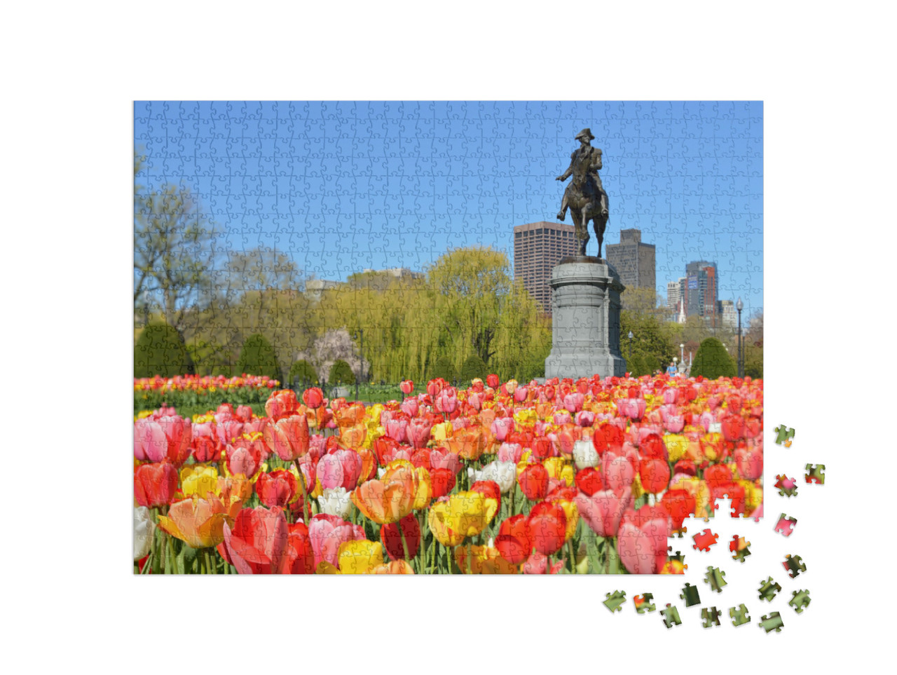 Boston Public Garden. George Washington Statue Surrounded... Jigsaw Puzzle with 1000 pieces