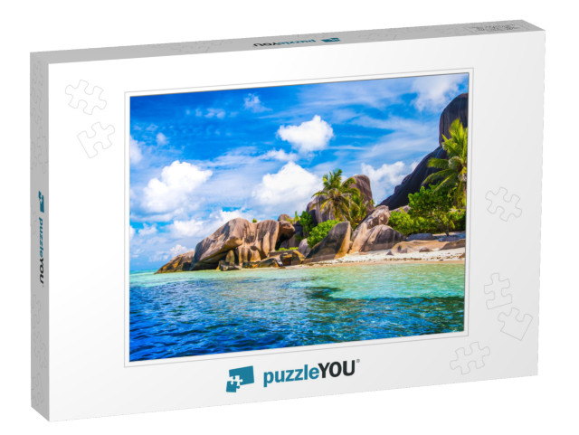 The Famous Beach, Source Dargent At La Digue Island, Seyc... Jigsaw Puzzle