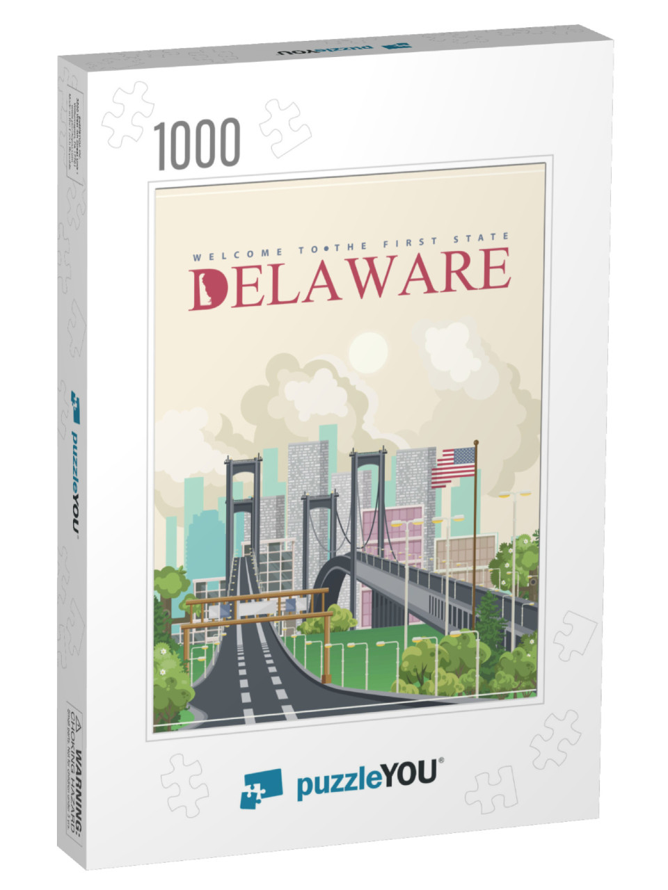 Delaware Vector Illustration with Colorful Detailed Lands... Jigsaw Puzzle with 1000 pieces