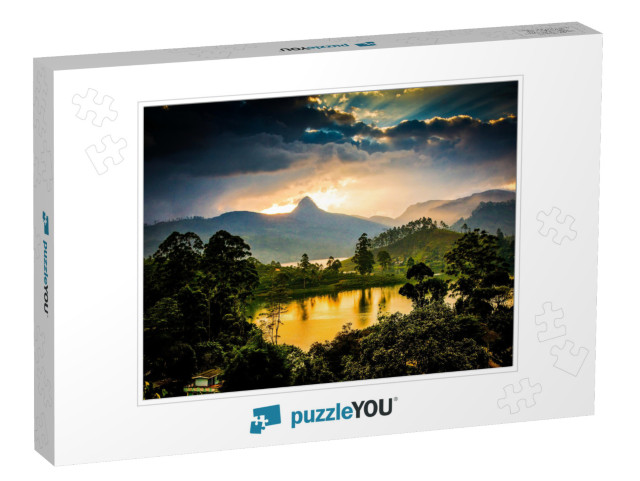 Panorama of the Tea Plantations At Sunset - Sri Pada Peak... Jigsaw Puzzle