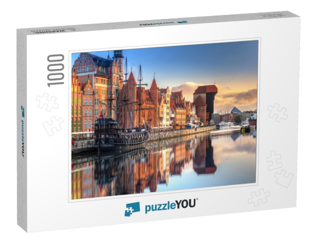 Gdansk with Beautiful Old Town Over Motlawa River At Sunr... Jigsaw Puzzle with 1000 pieces