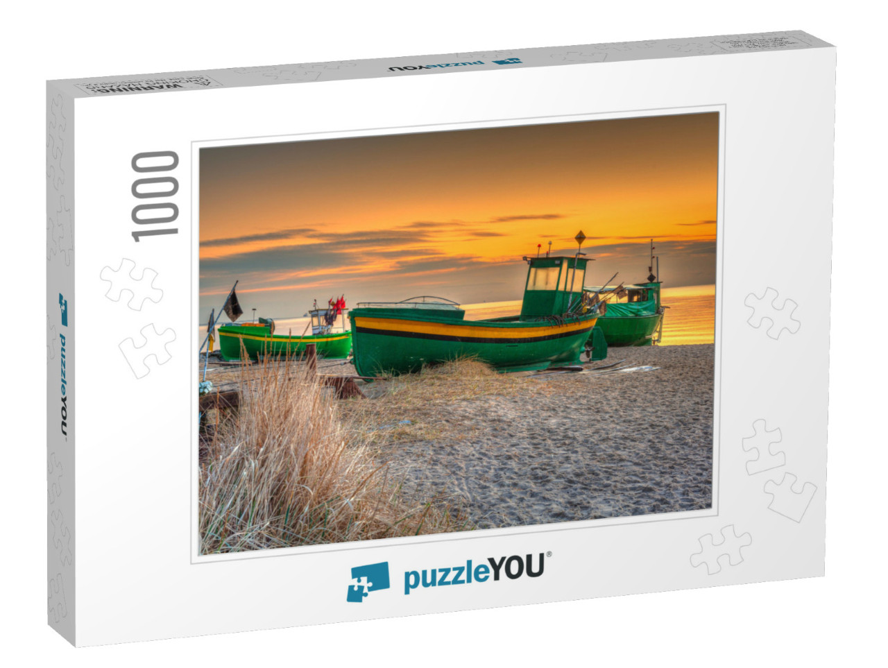 Fishing Boats on the Baltic Sea Beach At Sunrise in Gdyni... Jigsaw Puzzle with 1000 pieces