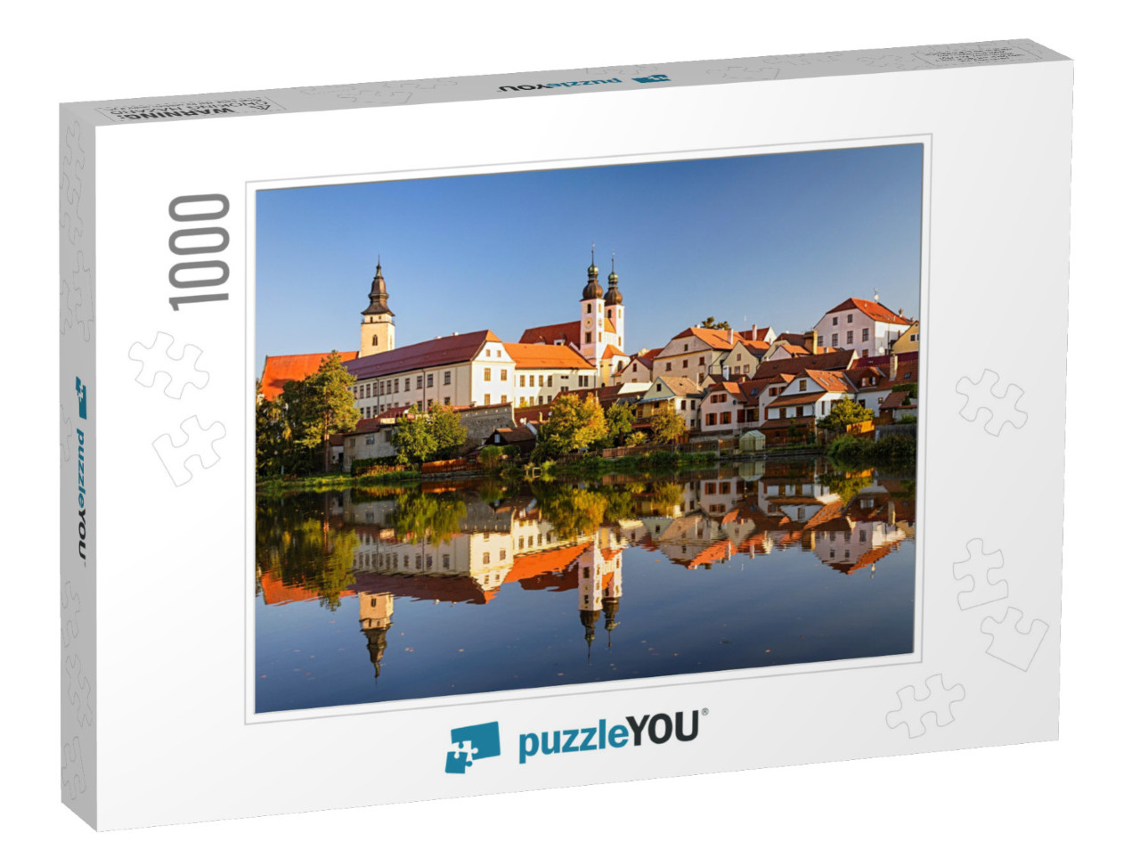 View of Telc Across Pond with Reflections, Southern Morav... Jigsaw Puzzle with 1000 pieces