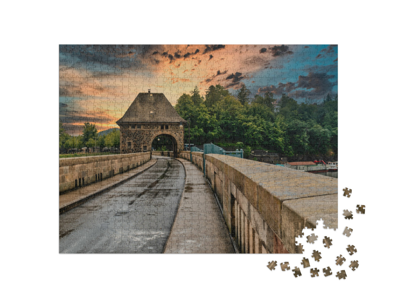 Towerroom with Paving Stones on Edersee in Hessen Germany... Jigsaw Puzzle with 1000 pieces