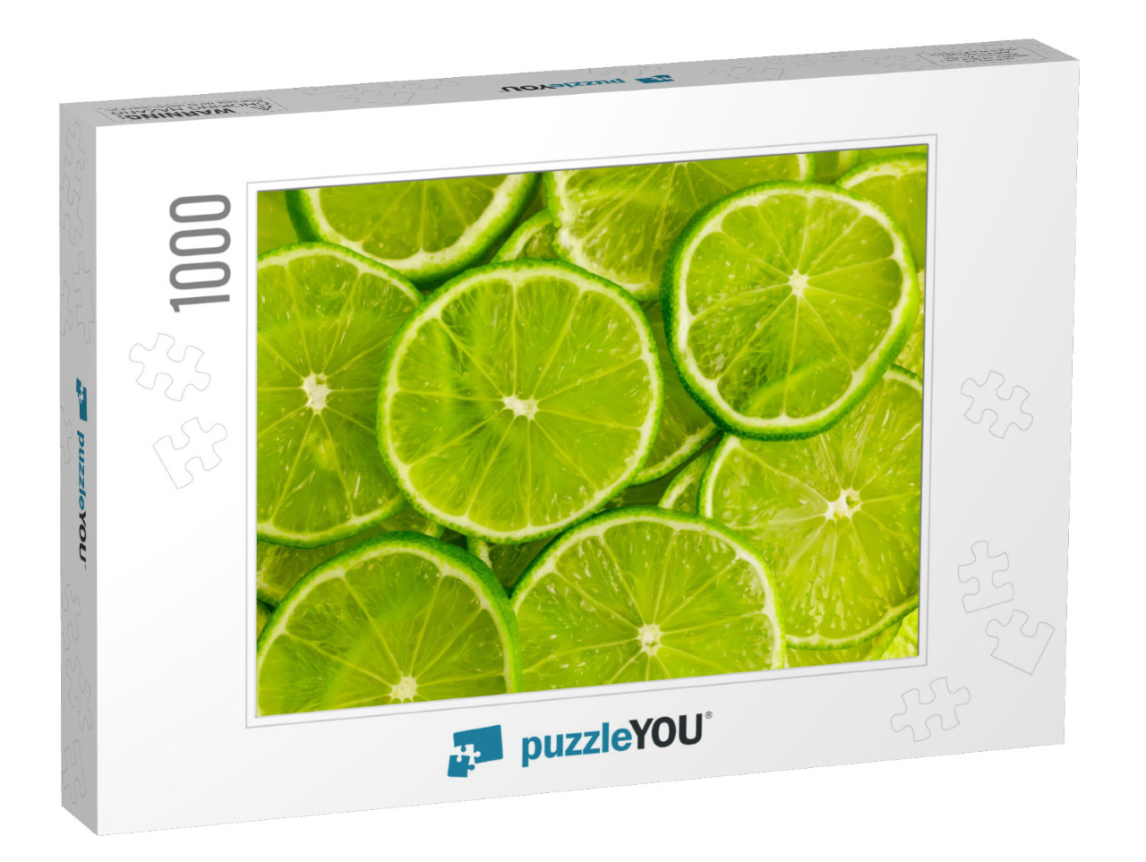 Green Background with Citrus-Fruit of Lime Slices... Jigsaw Puzzle with 1000 pieces