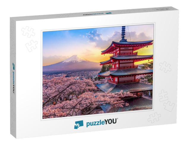 Fujiyoshida, Japan Beautiful View of Mountain Fuji & Chur... Jigsaw Puzzle