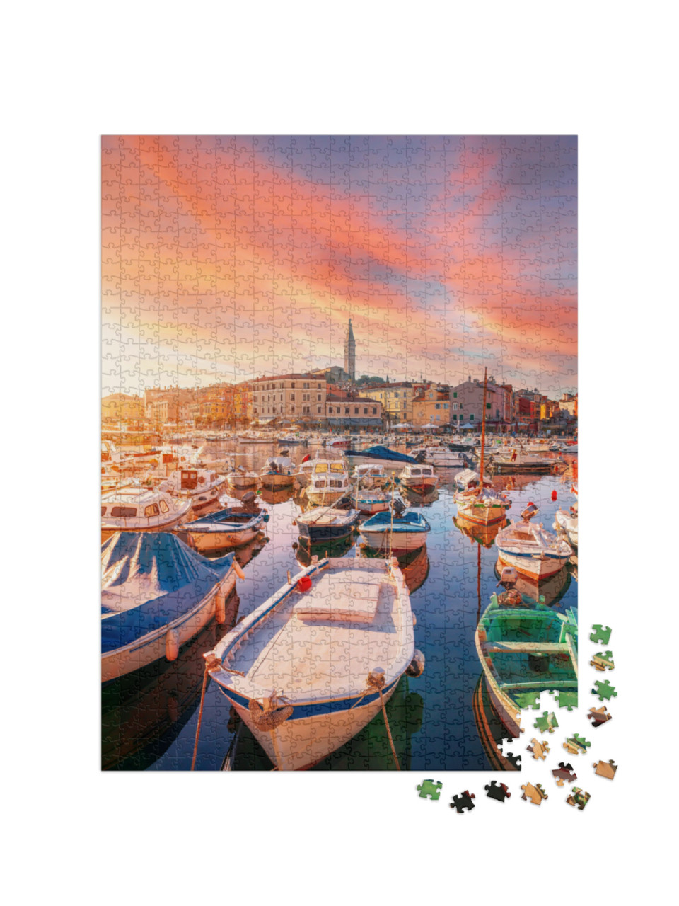 Cozy & Quiet Town of Rovinj with Beautiful Colorful House... Jigsaw Puzzle with 1000 pieces