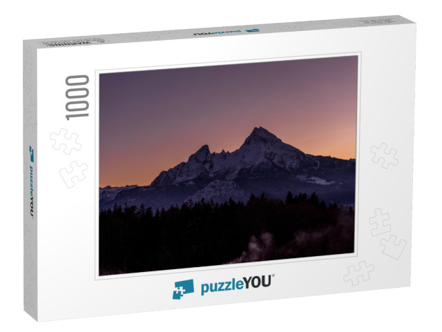 Sunset Over Watzmann, Berchtesgaden, Bavaria, Germany... Jigsaw Puzzle with 1000 pieces