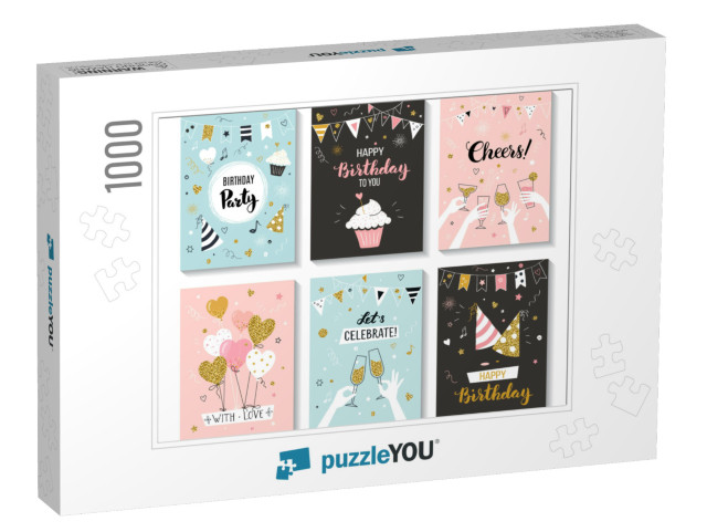 Happy Birthday Greeting Card & Party Invitation Templates... Jigsaw Puzzle with 1000 pieces