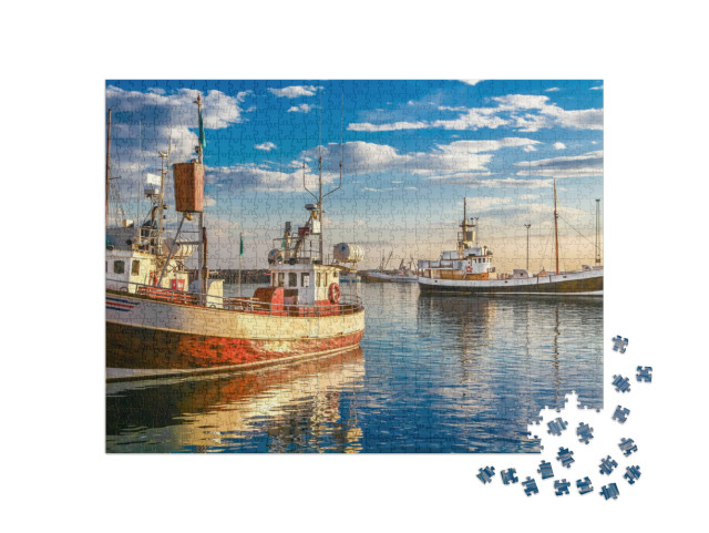 Panoramic View of Traditional Old Wooden Fisherman Boats... Jigsaw Puzzle with 1000 pieces