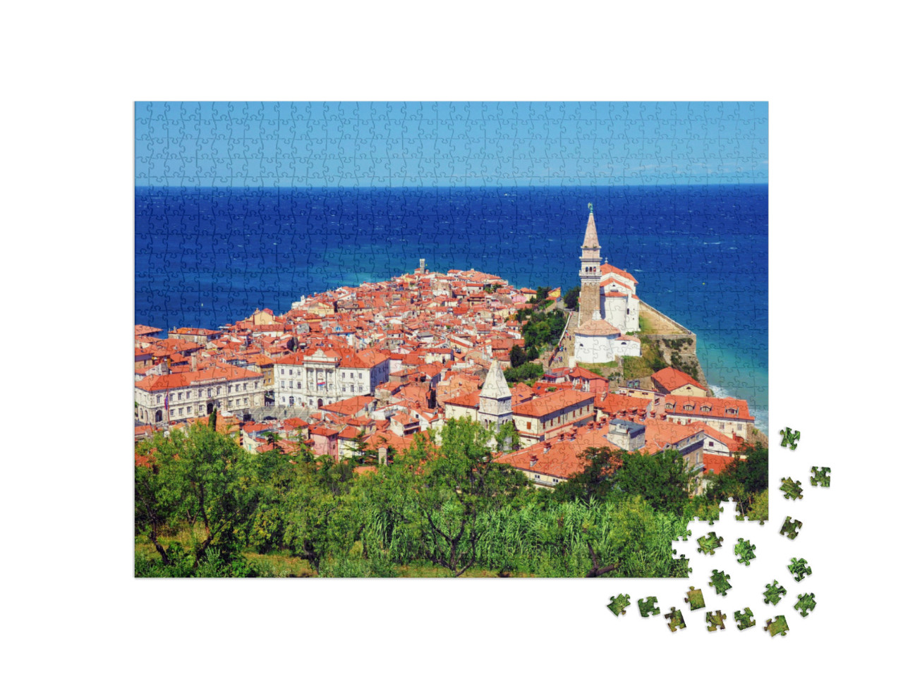 Piran Town in Slovenia. Top View from the City Walls... Jigsaw Puzzle with 1000 pieces