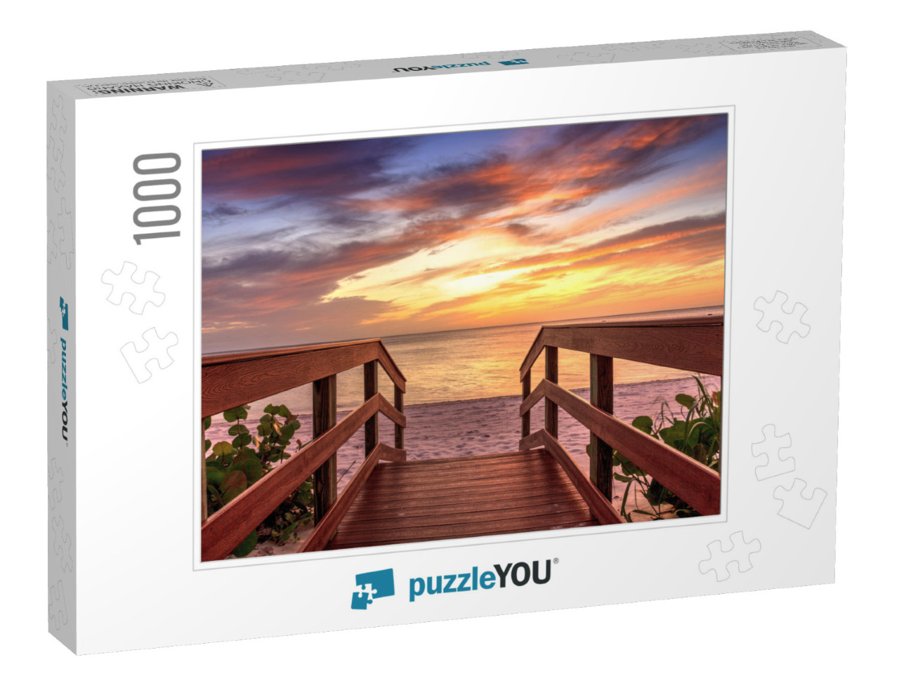 Boardwalk Leading to a Sunset Over North Gulf Shore Beach... Jigsaw Puzzle with 1000 pieces