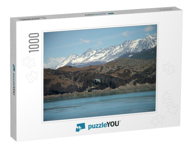 View of Dirt Covered Glacier with Mountains in the Backgr... Jigsaw Puzzle with 1000 pieces