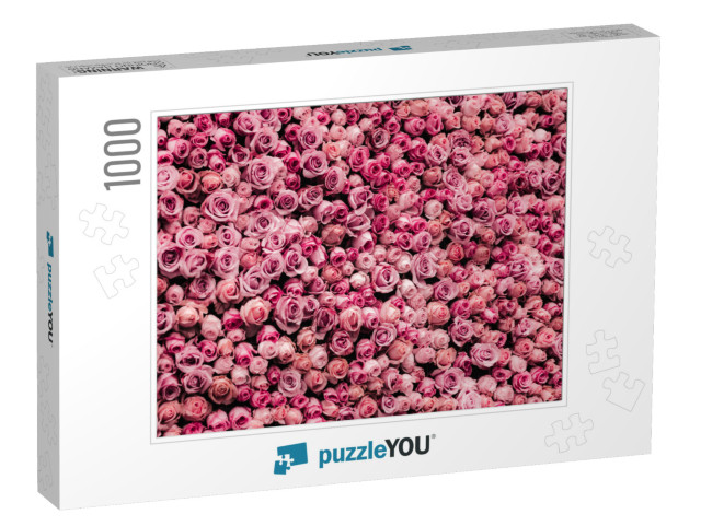 Flowers Wall Background with Amazing Roses... Jigsaw Puzzle with 1000 pieces