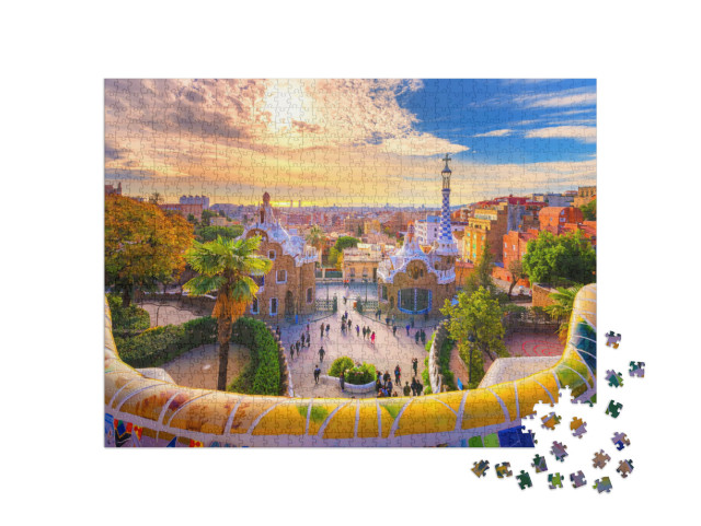 View of the City from Park Guell in Barcelona, Spain... Jigsaw Puzzle with 1000 pieces