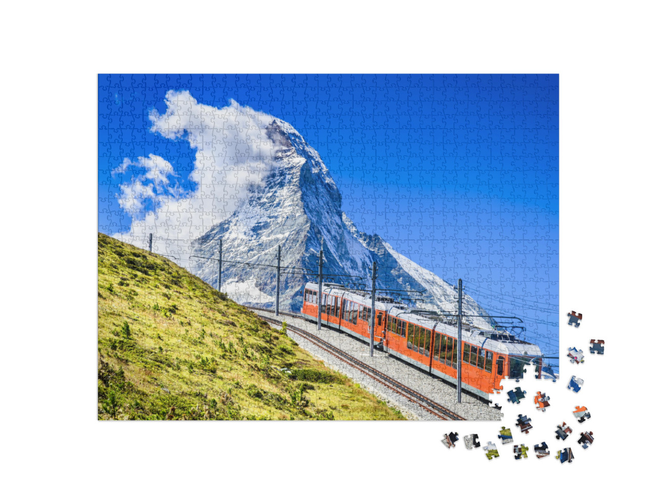 Matterhorn, Switzerland. Gornergratbahn is a 9 Km Long Ga... Jigsaw Puzzle with 1000 pieces