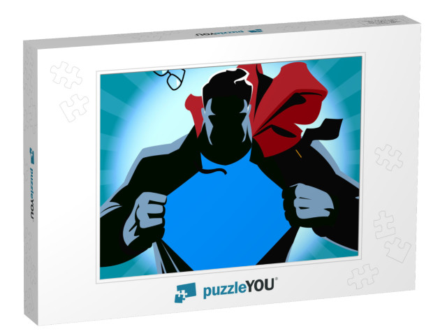 Superhero Tearing His Shirt. Vector Illustration. Silhoue... Jigsaw Puzzle