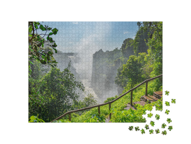 Victoria Falls on Zambezi River, Border of Zambia & Zimba... Jigsaw Puzzle with 1000 pieces