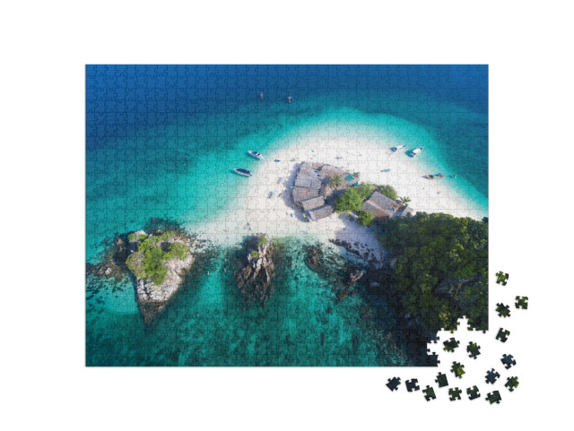 Top View of Small Isolated Tropical Island with White San... Jigsaw Puzzle with 1000 pieces