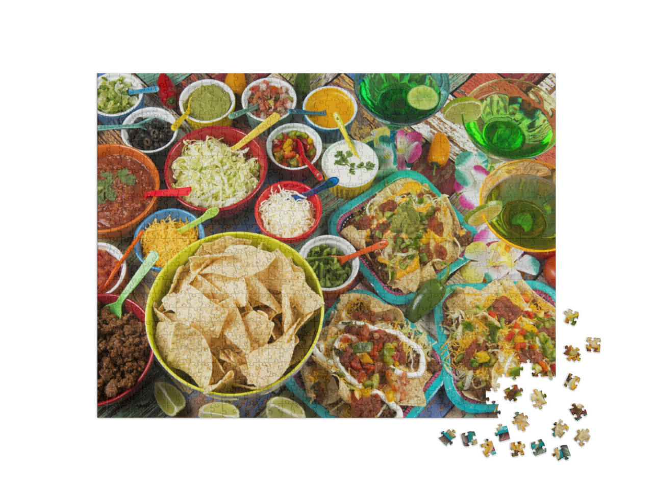 Mexican Food Nacho Buffet Photo Collage Jigsaw Puzzle with 1000 pieces