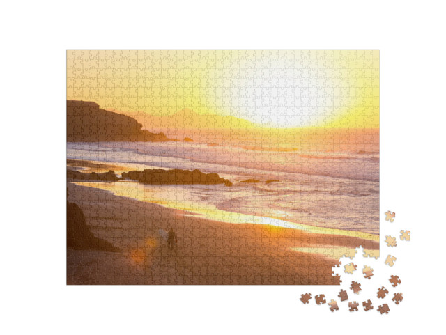 La Pared Surfers Beach in Sunset, Fuerteventura, Canary I... Jigsaw Puzzle with 1000 pieces