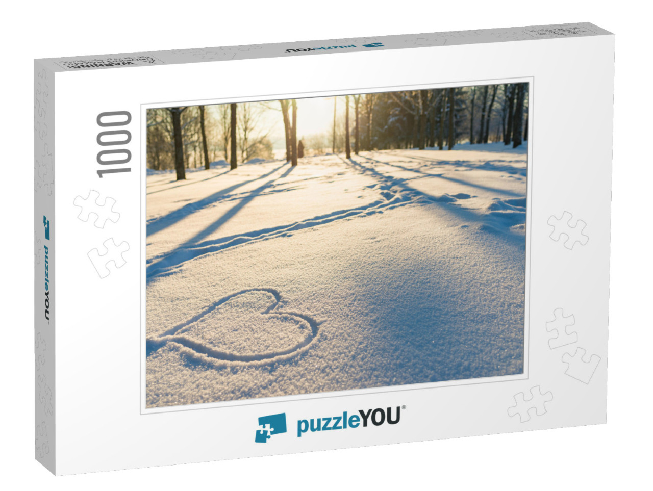 Drawn Heart in a Snow Landscape. Winter Evening Sunset Ni... Jigsaw Puzzle with 1000 pieces