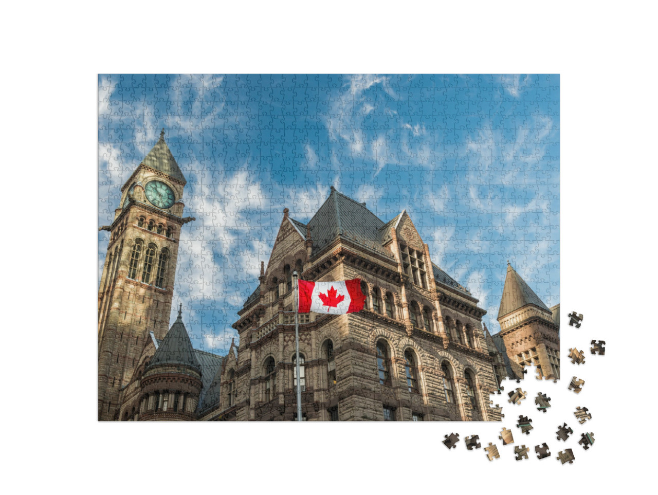 The Canadian Flag Flies Before the Old City Hall in Toron... Jigsaw Puzzle with 1000 pieces