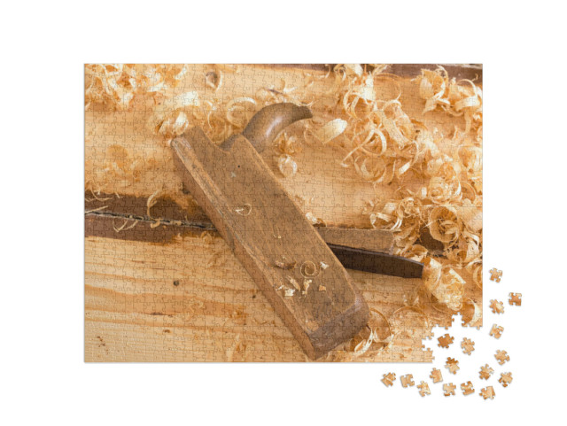 Discarded Old Wooden Hand Plane for Woodworking with Wood... Jigsaw Puzzle with 1000 pieces