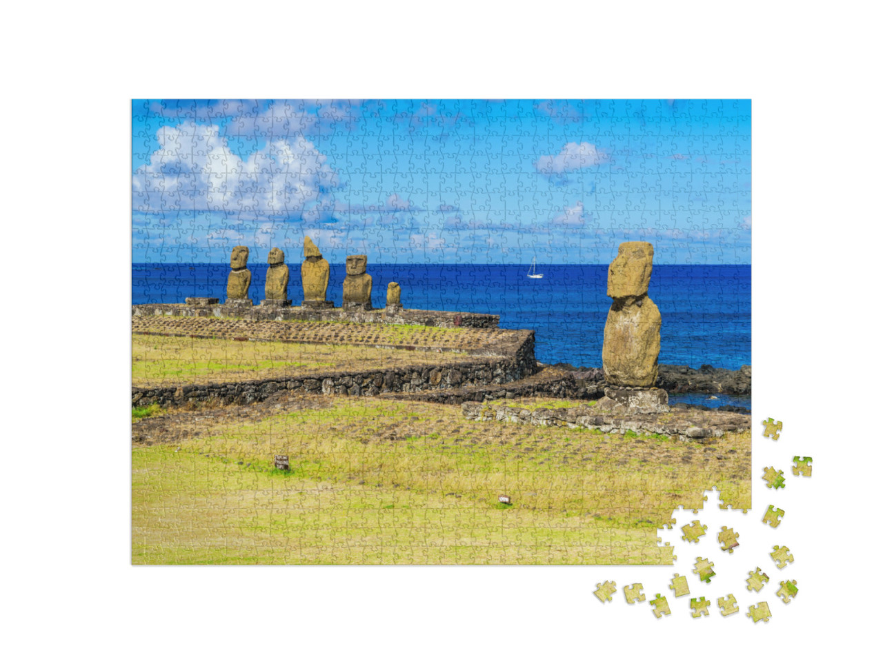 Ahu Tahai, Ahu Vai Uri & Pacific Ocean At Tahat Archaeolo... Jigsaw Puzzle with 1000 pieces