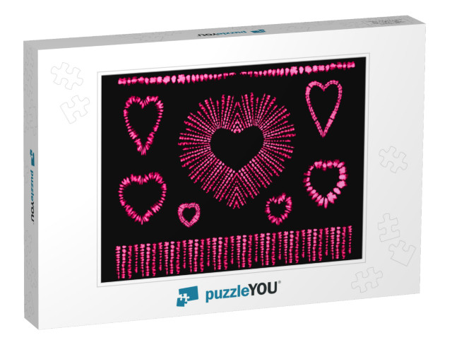 Red Heart Tie Dye. Valentines Day. Art Brushes. Print in... Jigsaw Puzzle