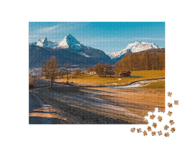 Beautiful Alpine Winter View on a Sunny Day with the Famo... Jigsaw Puzzle with 1000 pieces