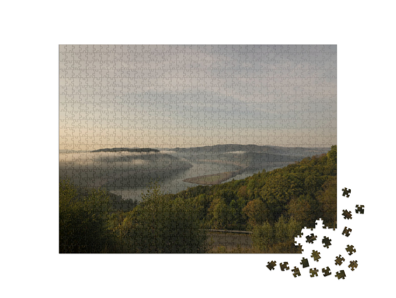 View to the German Lake Called Edersee At Summer... Jigsaw Puzzle with 1000 pieces