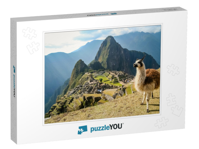 Llama in Front of Ancient Inca Town of Machu Picchu... Jigsaw Puzzle