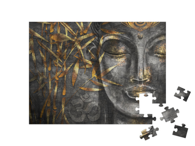 Bodhisattva Buddha - Digital Art Collage Combined with Wa... Jigsaw Puzzle with 100 pieces