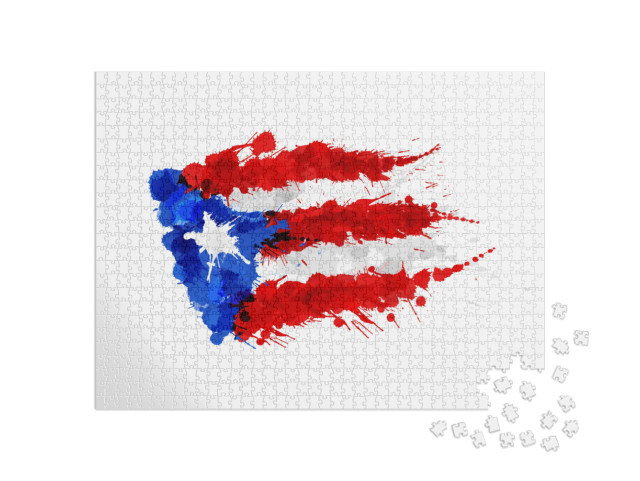 Flag of Puerto Rico Made of Colorful Splashes... Jigsaw Puzzle with 1000 pieces