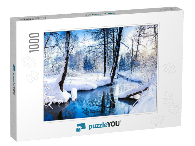 Winter Forest River Landscape in Snow Nature... Jigsaw Puzzle with 1000 pieces