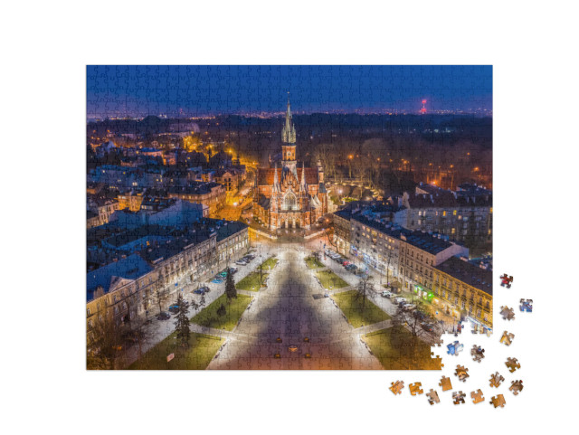 Aerial View of Podgorski Square with St. Josephs Church i... Jigsaw Puzzle with 1000 pieces