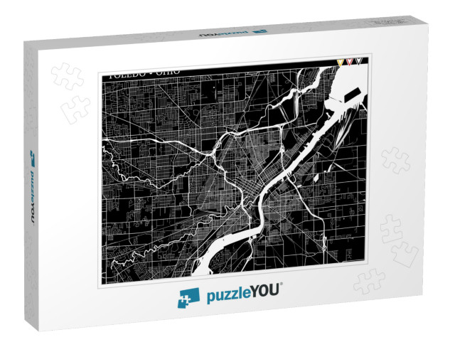 Simple Map of Toledo, Ohio, Usa. Black & White Version fo... Jigsaw Puzzle