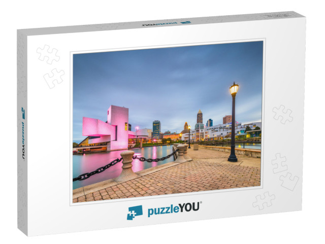 Cleveland, Ohio, USA Downtown City Skyline & Harbor At Twi... Jigsaw Puzzle