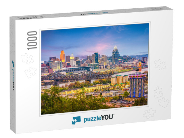 Cincinnati, Ohio, USA Skyline At Dusk... Jigsaw Puzzle with 1000 pieces