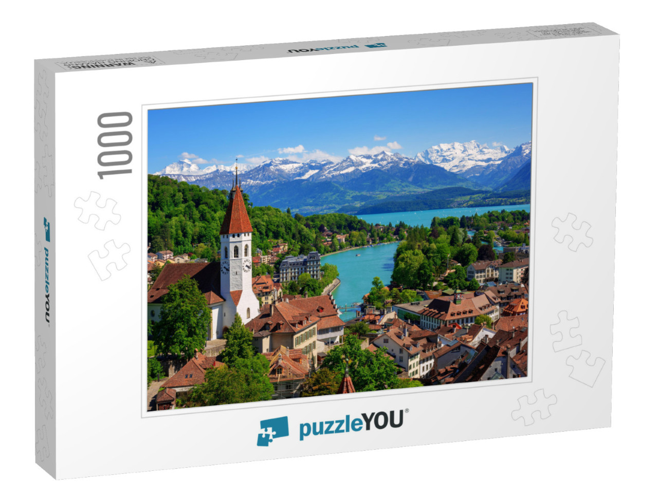 Historical Thun City & Lake Thun with Snow Covered Bernes... Jigsaw Puzzle with 1000 pieces